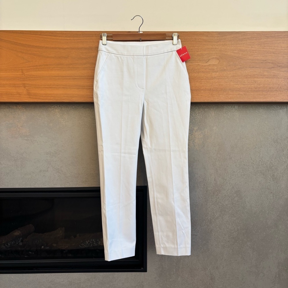 NWT SPANX Slim Straight Pant In Classic White, Size S